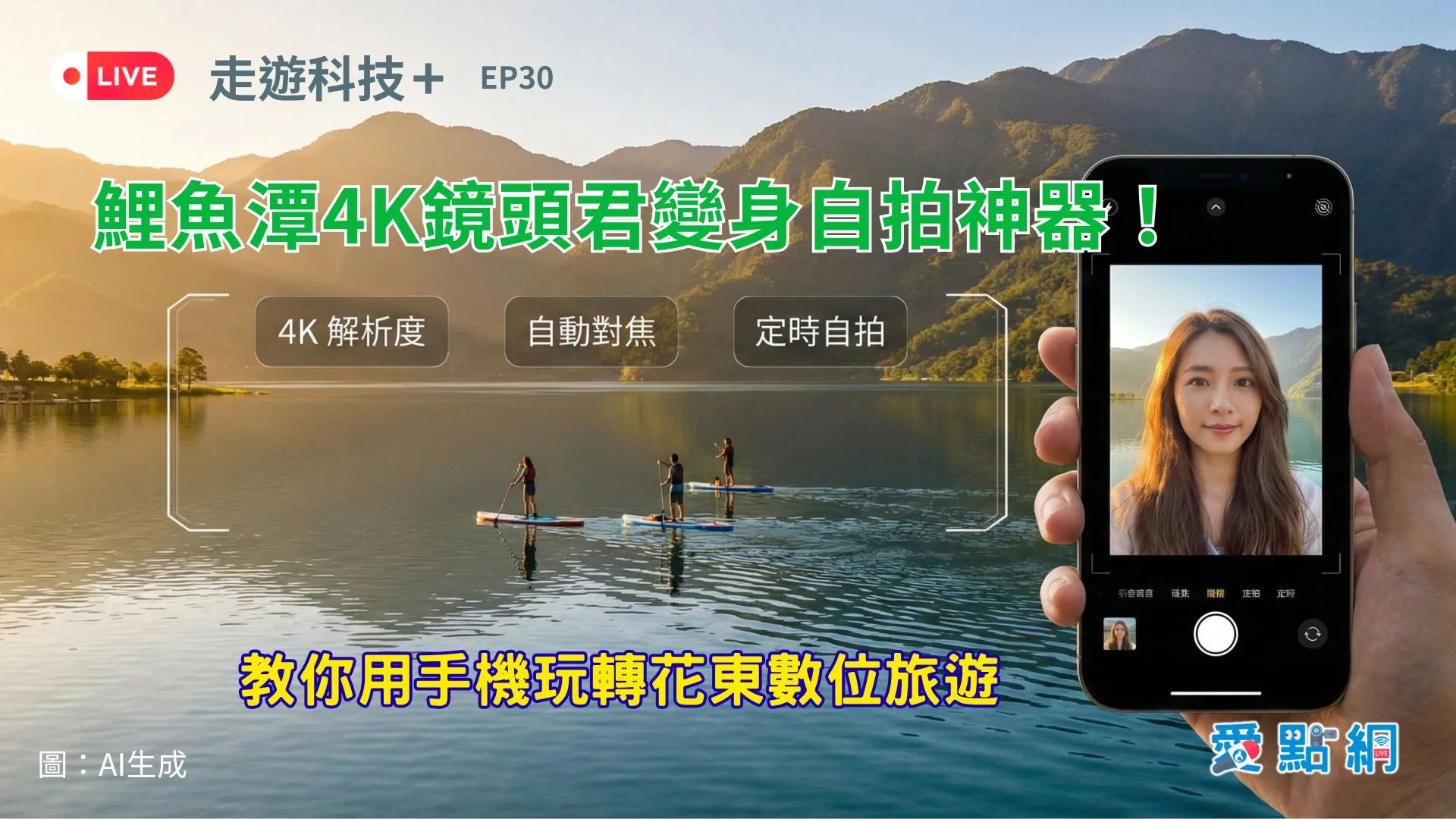 走遊科技+ Ep30｜鯉魚潭4K鏡頭君變身自拍神器！教你用手機玩轉花東數位旅遊