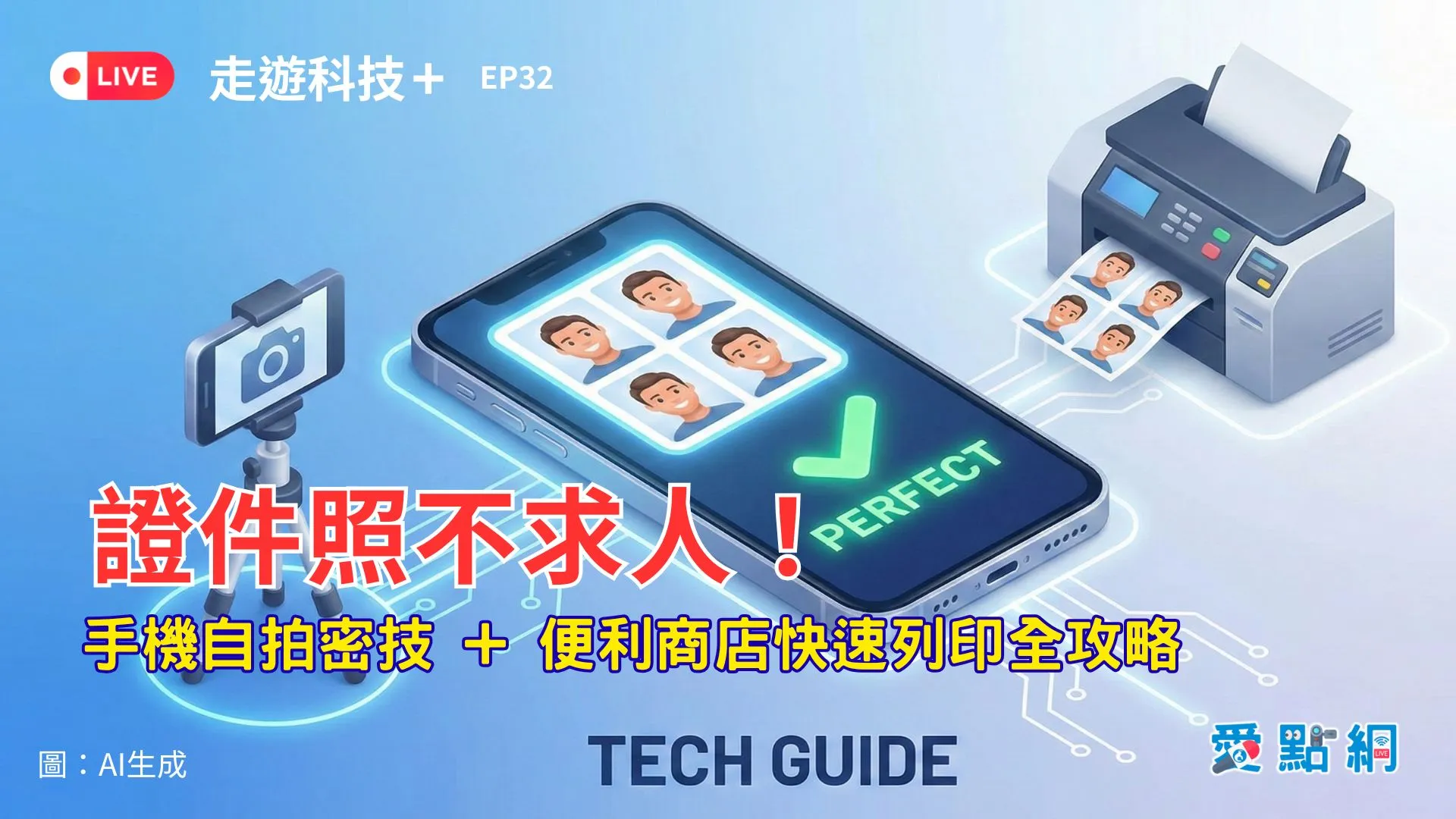 走遊科技+ Ep32｜證件照不求人！手機自拍密技 + 便利商店快速列印全攻略